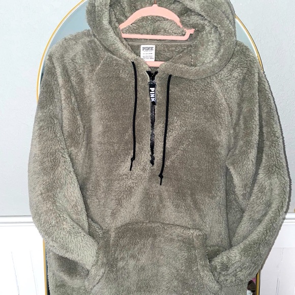 PINK fleece 1/4 zip pullover hoodie - women’s size small - Picture 1 of 2